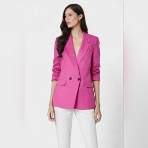 Banana Republic Size 0 Vibrant Pink Linen Blazer